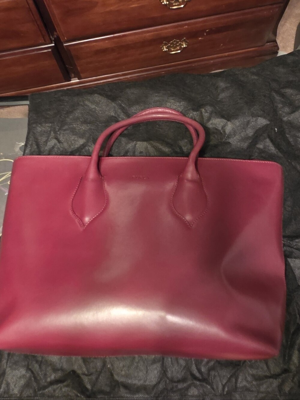 Furla Burgundy Leather Tote Bag